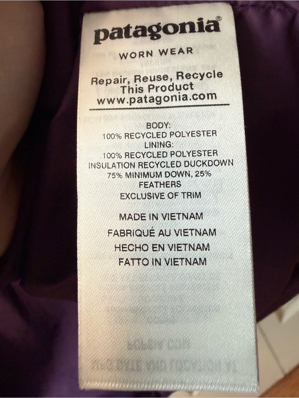 Patagonia Down With It Parka Dark Plum Purple 600 Fill Down Womens Size XS - Picture 14 of 14